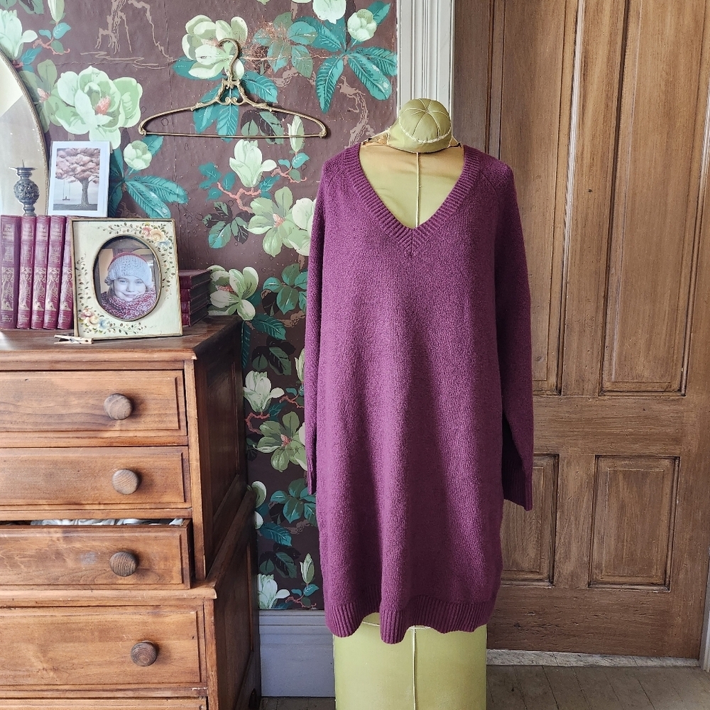 OLD NAVY So Soft V-Neck Coco Cherry Sweater Dress Size Large